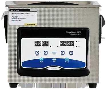Stainless steel ultrasonic washer with blue control panel